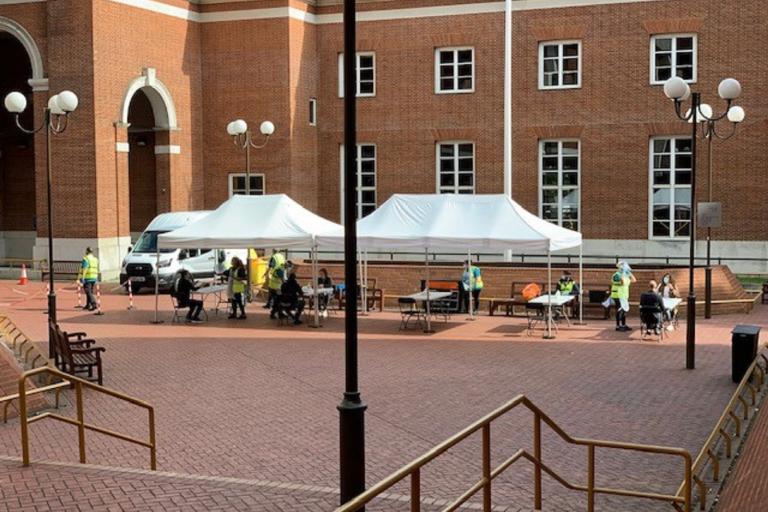 Coronavirus testing at Kensington Town Hall Royal Borough of Kensington and Chelsea